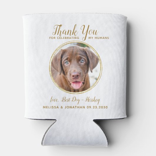 Pet Wedding Vielen Dank Custom Foto Elegante Gold Dosenkühler (Rückseite)