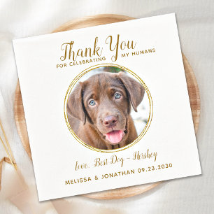 Pet Wedding Vielen Dank Custom Foto Elegante Gold Serviette