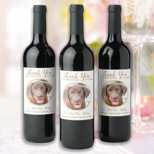 Pet Wedding Vielen Dank Custom Foto Elegante Gold Weinetikett