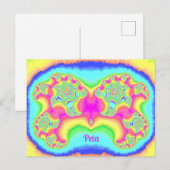 PETA ~ BOLD ~ FLUORO PINK ~ 3D-Fraktal Design ~ Postkarte (Vorne/Hinten)