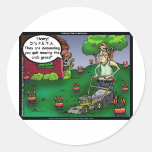 PETA & Die Crabgrass Lustige T-Shirts Mugs Geschen Runder Aufkleber