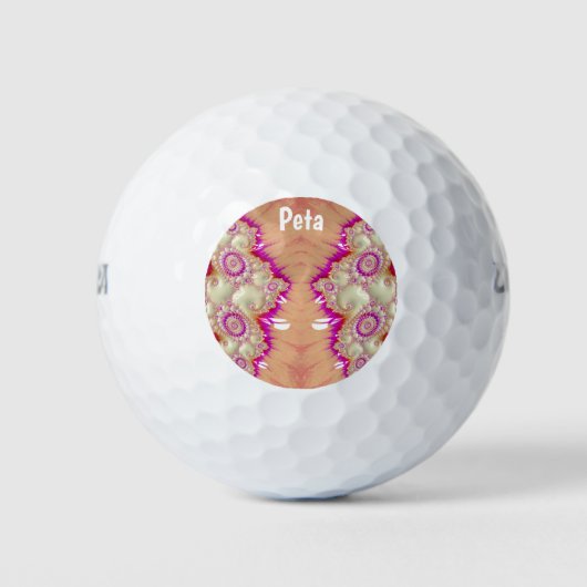 PETA ~ Rosa Creme Fraktal Design ~ Golfball (Vorderseite)