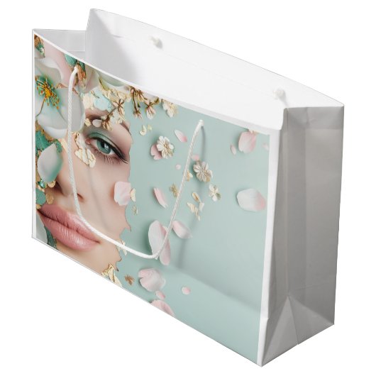 Petal Awakening Große Geschenktüte (Vorderseite Schrägansicht)