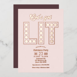 Petal Glow Let's Get Lit Retro Christmas Party Folieneinladung