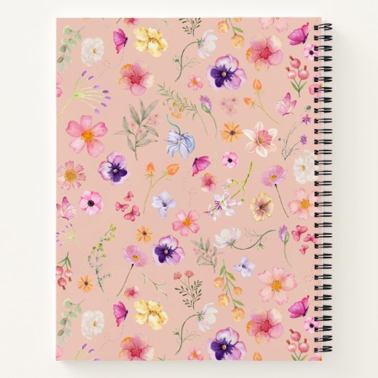 Petal Glow Notebook - Peach Blush Custom Charm Notizblock (Rückseite)