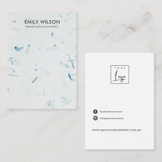 PETAL HANDMADE PAPIER LANGE NEKKLACE EARRING DISPL VISITENKARTE (Vorne/Hinten)