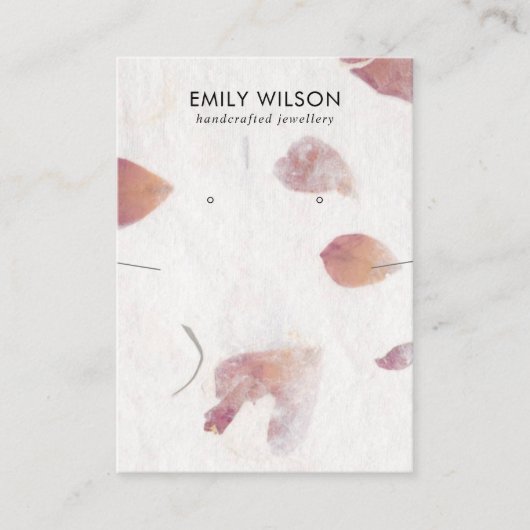 PETAL HANDMADE PAPIER NECKLACE EARRING DISPLAY VISITENKARTE (Vorderseite)