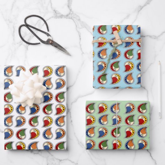 Petal Paisley Rhythmus Geschenkpapier Set (Vorderseite)