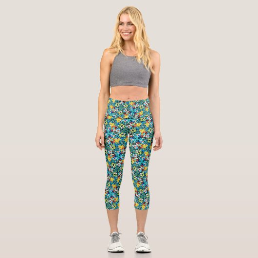 Petal Party Muster High Waisted Capris (Vorderseite)