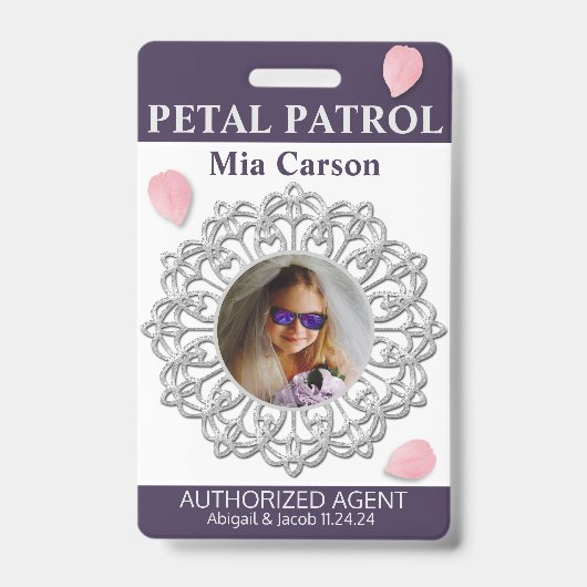 Petal Patrol Flower Girl Abzeichen Ausweis (Vorderseite)