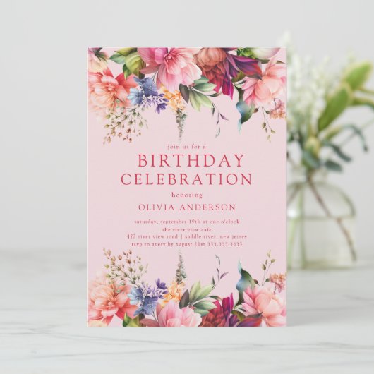 Petal Perfection Einladung zum Geburtstag (Stehend Vorderseite)