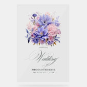 Petal Pink, Cornflower Blue & Mauve Floral Wedding Acrylschild (Vorderseite)