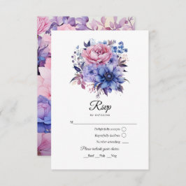 Petal Pink, Cornflower Blue & Mauve Lila Hochzeit RSVP Karte