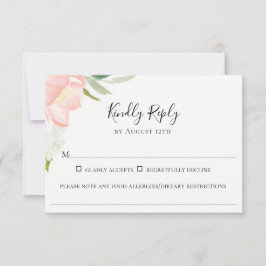 Petal Pink Floral Wedding Food Allergy RSVP Card