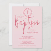 Petal Pink Girls Taufe Einladung (Vorderseite)