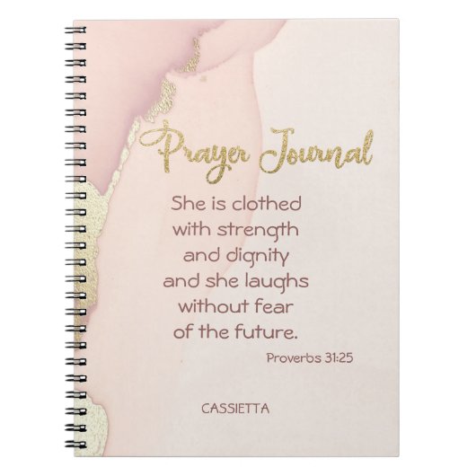 Petal Pink Gold Marmor Akzent Personalisiertes Geb Notizblock (Vorderseite)