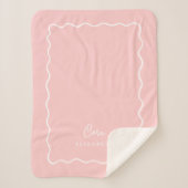 Petal Pink Wavy Border Mit Monogramm Sherpadecke (Vorderseite)