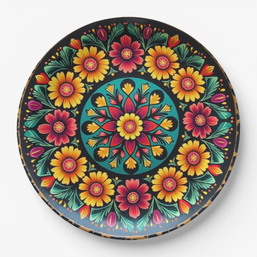 💀 🎉 Petal Pop Serveware Doom Día de los Muertos Pappteller (Vorderseite)