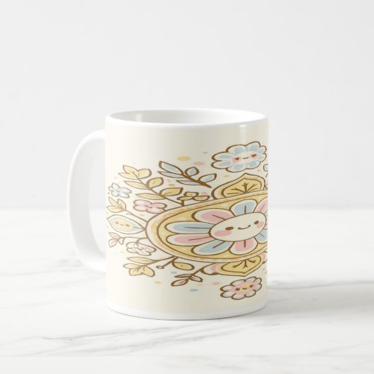 “Petal Pop: Smiles in Every Sip” Kaffeetasse (Vorderseite Links)