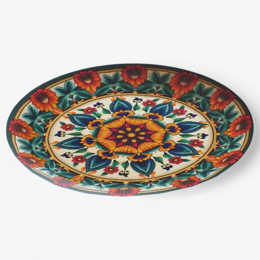 💀 🎉 Petal Prism Plate Doom Día de los Muertos Pappteller (Schrägansicht)