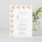 Petal Prosecco Gold Jewel Frame Rose Brautparty Einladung (Stehend Vorderseite)