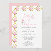 Petal Prosecco Gold Jewel Frame Rose Brautparty Einladung (Vorne/Hinten)