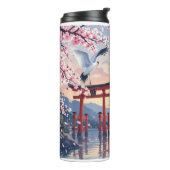 Petal Reverie—A Crane’s Serenade at Sundown Thermosbecher (Nach links gedreht)