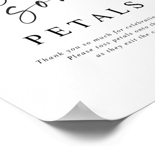 Petal Toss Modern Handwritten Wedding Sign Poster (Ecke)