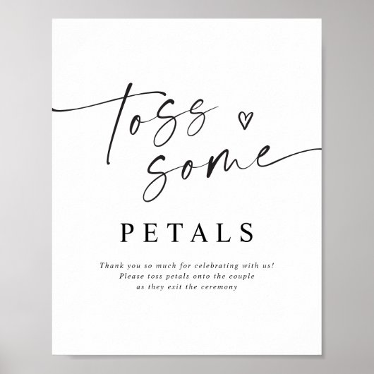 Petal Toss Modern Handwritten Wedding Sign Poster (Vorne)