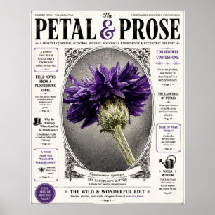 Petal und Prosa Vintage-Blumenmagazin-Cover  Poster