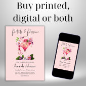 Petal und Prosecco Blush Pink Brautparty Einladung