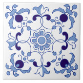 Petal Whimsy Blue Tones Fliese (Vorderseite)