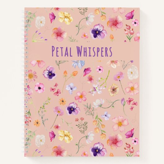 Petal Whispers Notebook - Blush Garden Bliss Notizblock (Vorderseite)