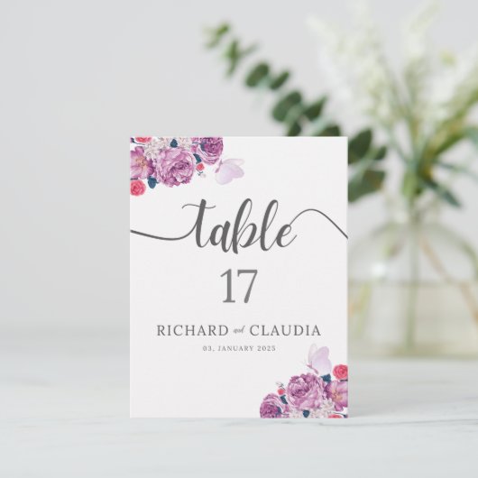 Petal Whispers-Tischnummer-Zeichen (Stehend Vorderseite)