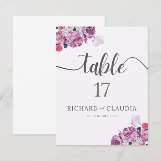 Petal Whispers-Tischnummer-Zeichen (Vorne/Hinten)