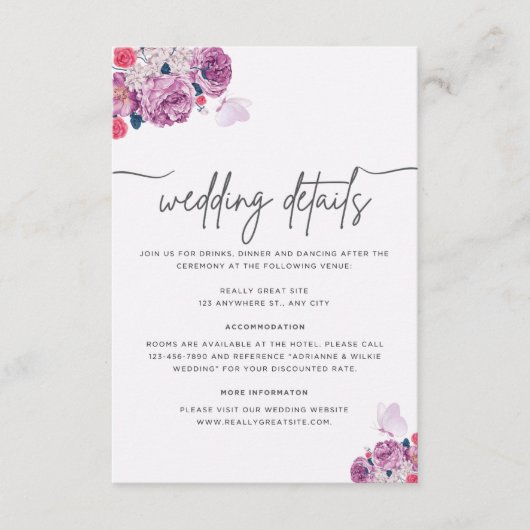 Petal Whispers Wedding Information Card Begleitkarte (Vorderseite)