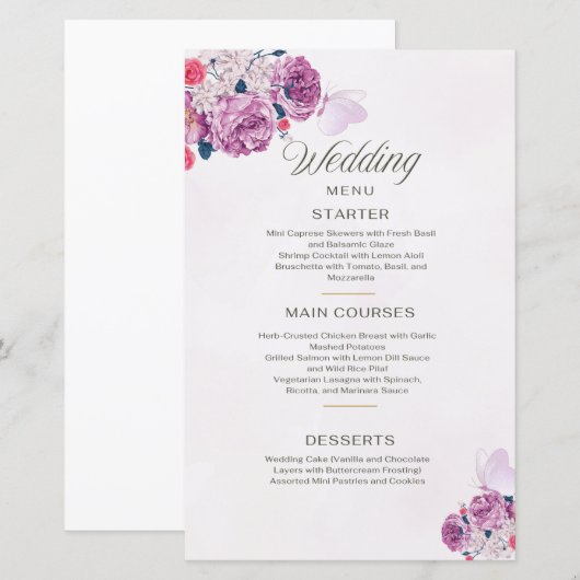 Petal Whispers Wedding Menu (Vorne/Hinten)