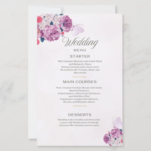 Petal Whispers Wedding Menu (Vorderseite)