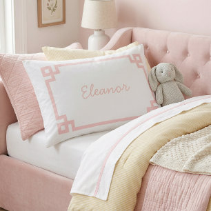 Petale-Pink-Griechischer-Schlüssel-Monogramm-Stand Kissenbezug