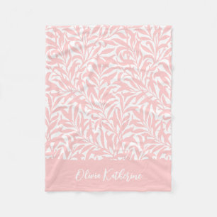 Petale Pink Weidenzweig Monogrammiert Fleecedecke