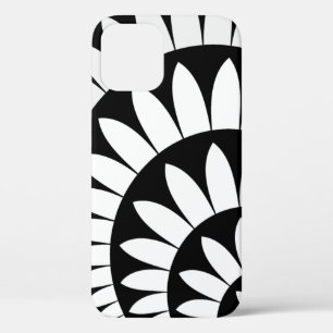 Petalen der schwarzen und weißen Blume iPhone 12 Hülle