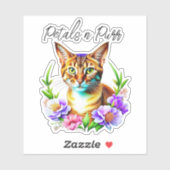 Petalen und Niedliche Katze und Hübsche Blume Aufkleber (Blatt)
