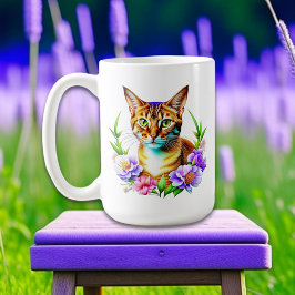 Petalen und Niedliche Katze und Hübsche Blume Kaffeetasse