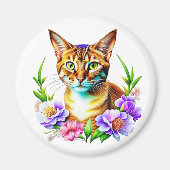 Petalen und Niedliche Katze und Hübsche Blume Magnet (Vorne)