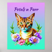 Petalen und Niedliche Katze und Hübsche Blume Poster (Vorne)
