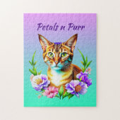 Petalen und Niedliche Katze und Hübsche Blume Puzzle (Vertikal)