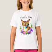 Petalen und Niedliche Katze und Hübsche Blume T-Shirt (Vorderseite)