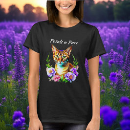 Petalen und Niedliche Katze und Hübsche Blume T-Shirt