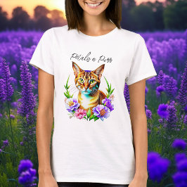 Petalen und Niedliche Katze und Hübsche Blume T-Shirt