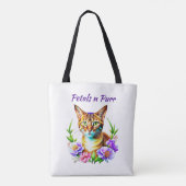Petalen und Niedliche Katze und Hübsche Blume Tasche (Rückseite)